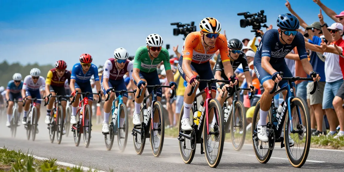 Cyclists in competitive road cycling race, showcasing passion and intensity in ciclismo su strada.