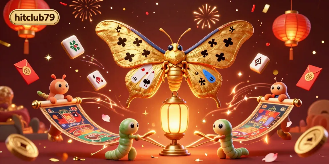 Experience the excitement of hitclub79 with a vibrant 3D casino scene featuring a golden moth and dynamic game elements.