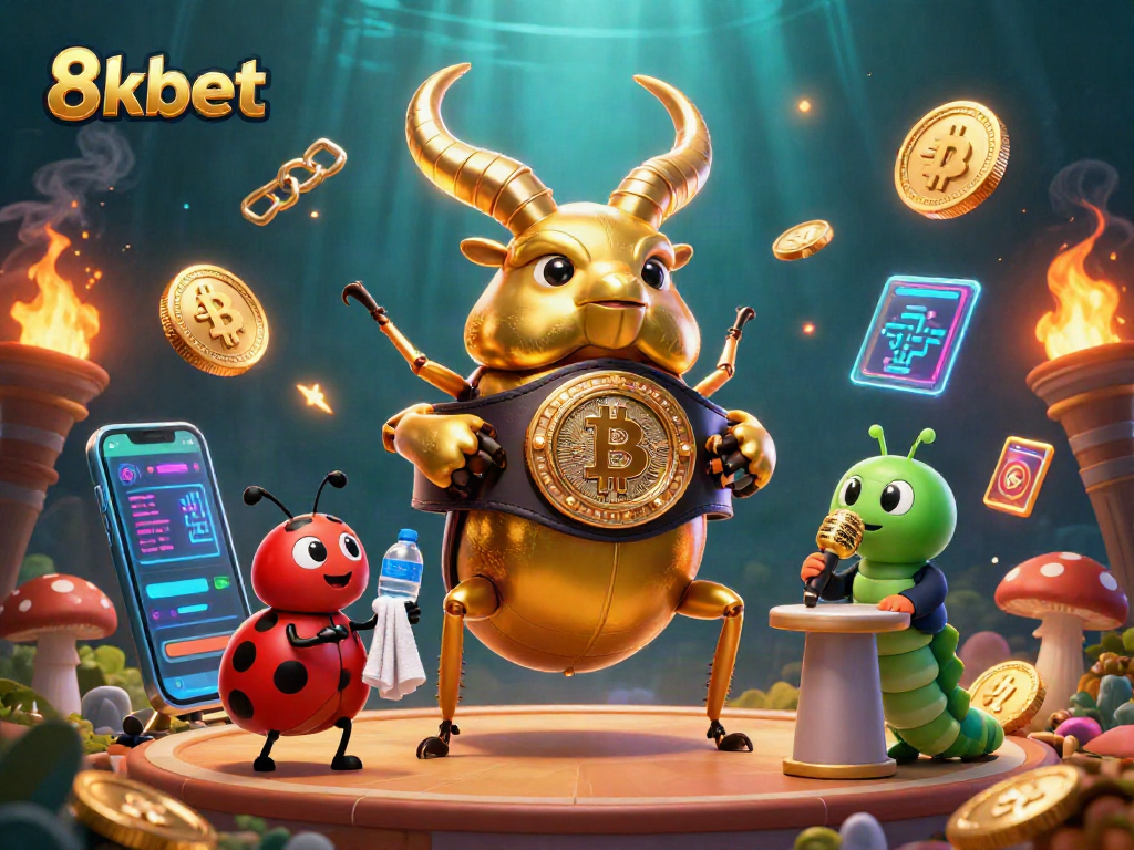 Bet on exciting matches with 8xbet featuring vibrant 3D characters and glowing crypto elements.
